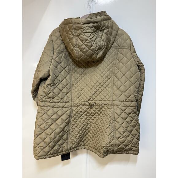 Weatherproof Quilted Jacket Women's 1X Hooded Vintage Khaki Full Zip NWT - Picture 2 of 11
